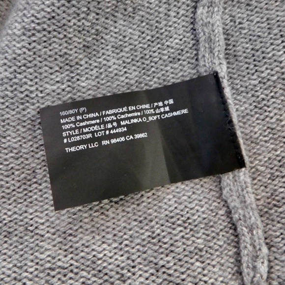 THEORY Cashmere Malinka Belted Cardigan Sweater Husky Gray Knit Size P X-Small - Picture 14 of 16